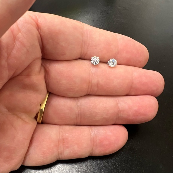 0.75 Carat D-E Color Lab Grown Diamond Stud Earrings in 14k White Gold - Picture 7 of 8